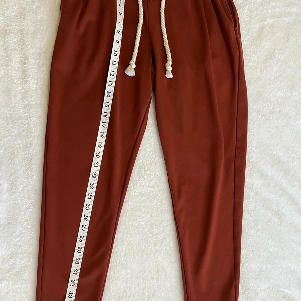 DownEast Women's Rust Paperbag Waist Pants. #013 - Picture 9 of 11